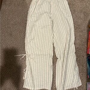 aerie Cream Shorts with Green Stripes and Light Blue Waistband